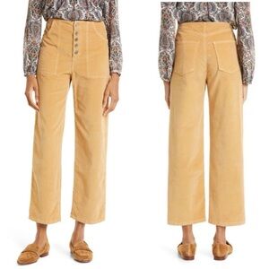 Veronica Beard Crosbie Cropped Wide Leg High
Rise Corduroy Pants in Wood…